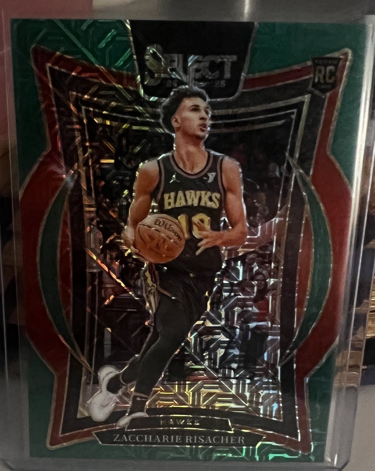 Panini Select 2024-25 Zaccharie Risacher Mojo Green Prizm Rookie Concourse #86 