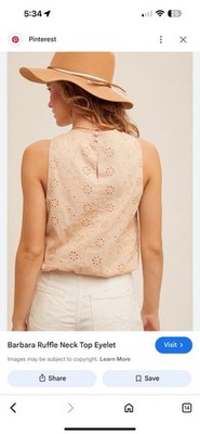 Hen And  Thread Tan Embroidered Blouse   Size Large   NWT