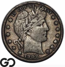 1908-S Barber Half Dollar *Tough Key Date* Must Have! VF+, Low Mintage