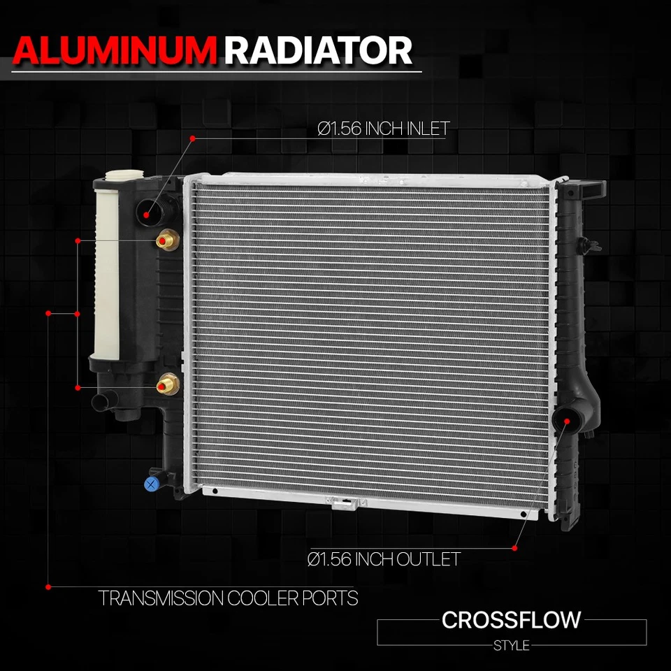 Radiador de refrigeración de núcleo de aluminio repuesto OE para 89-95 BMW 525i/525it dpi-979 Foto 2 de 4