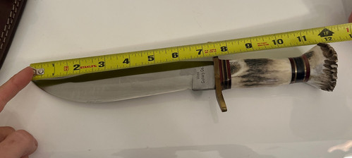 New Voss Cutlery Stainless Bowie Fixed Blade Hunting Knife Stag Handle 7.375" - Picture 3 of 4