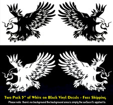 Mexican Eagle Two 5" White or Black Vinyl Decal Vehicle Windows Any Flat Surface