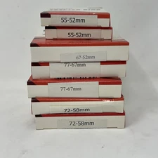 Lot Of 7 Bower Step Up/Down Digital Adapter Ring 55-52mm, 67-52mm, 72-58, 77-67