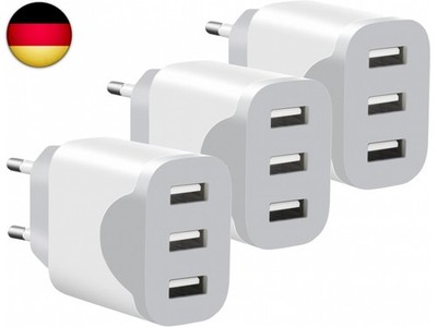 3er Pack USB Ladegerät 15W   3 USB-A Ports, USB Netzteil Stecker für Steckdose,