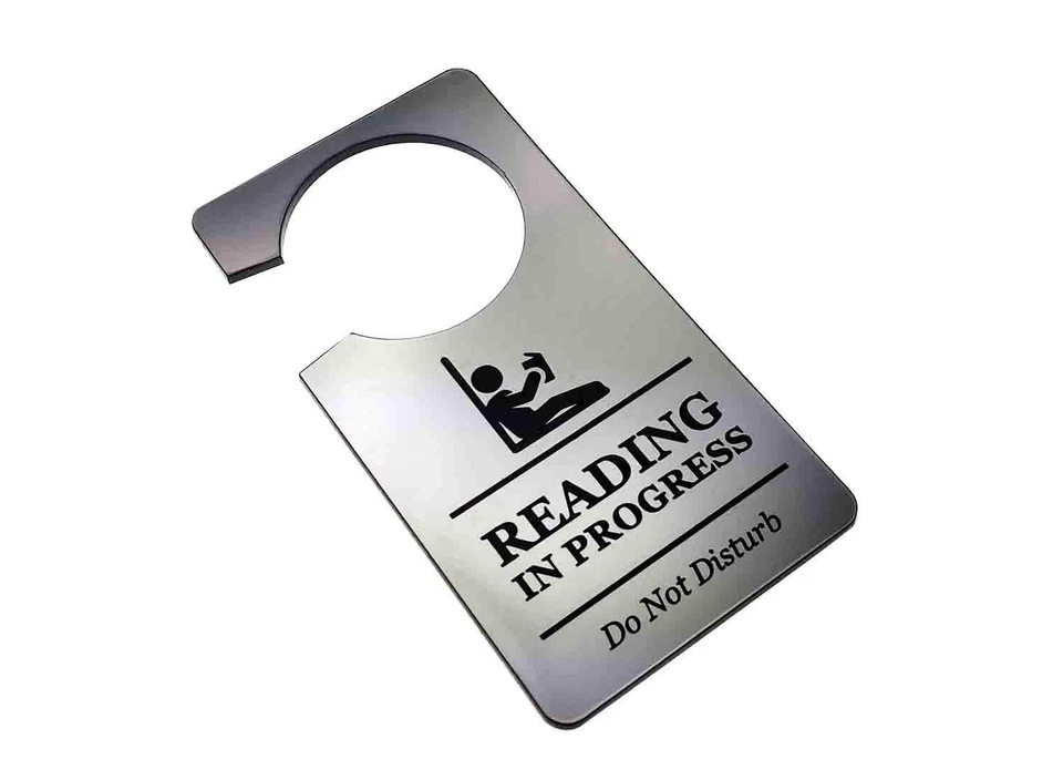 Reading in Progress – Do Not Disturb Door Hanger, Silver ACM 145x75mm - Image 3 of 4