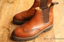 Genson Brown Leather Brogue Chelsea Boots Shoes UK 8.5 G US 9.5 EU 42.5