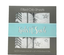 KIDS N SUCH Set of 2 Fitted Crib Sheets, Stars Arrows