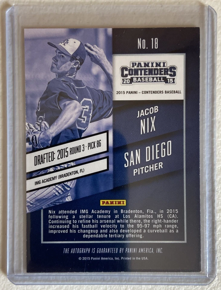 2015 Panini Contenders Draft Ticket Autographs Red Foil #18 Jacob Nix - Image 2 of 2