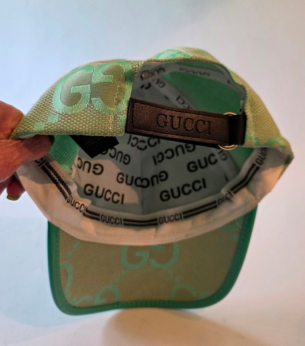 GUCCI Jumbo GG Logo Baseball Cap Mint Green 100% Cotton - Never