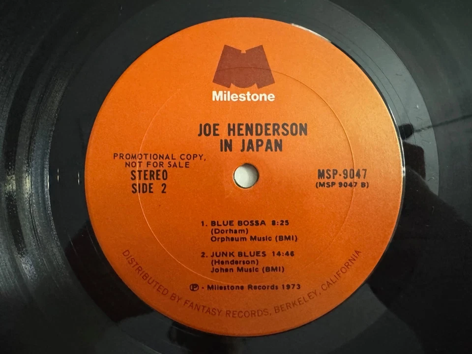 Joe Henderson In Japan PROMO LP - Van Gelder ~ Milestone MSP-9047 VG+ - Image 4 of 4