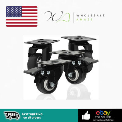 POWERTEC 2'' Caster Wheels Set of 4-2 Casters W/Dual Locking Break - Heavy Duty
