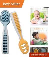 Silicone Baby Spoons for Self-Feeding - 2 Pack Set Perfect for BLW - 6-18