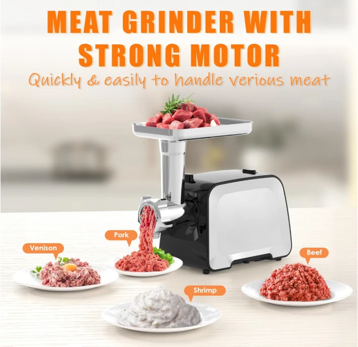 Picadora de carne eléctrica 2000W con tubos para embutir, cuchillas y 3 discotecas Foto 4 de 4