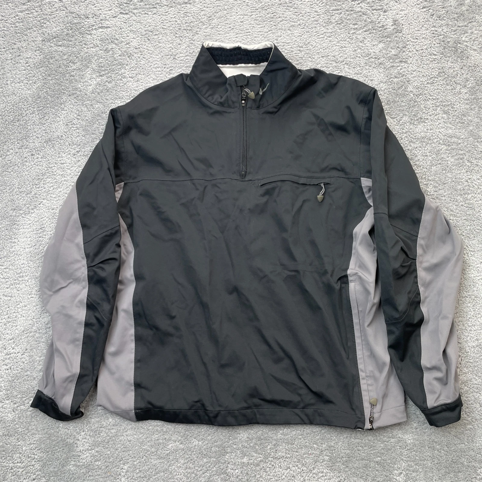 Nike Jacket Mens Medium Black Storm Fit Windbreaker Coat Golf Logo Quarter Zip