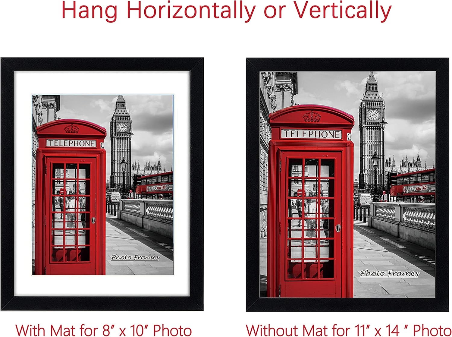 PEALSN 11x14 Picture Frame Set of 6, Display Pictures 8x10 Black Woodgrain 