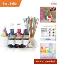 Syrup Assortment 3 Flavors 16oz Bottles Snow Cone Cups and Straws