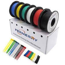 20 AWG Stranded Wire Spool 10ft Each 6 Colors Flexible 20 Gauge Copper Wire