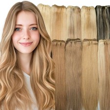 Weft Sew in Human Hair Extensions Weave Remy Bundles Thick Silky Long Hair 100g
