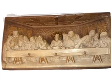 Vintage 3D Relief The Last Supper, Wall Plaque, 15"x7", Plaster? Heavy! READ