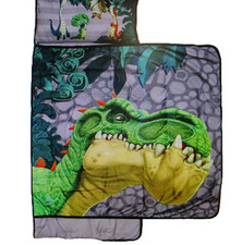 Toddler Nap Mat with Built in Pillow  Blanket 20" X 46" Dinosaur Travel Daycare