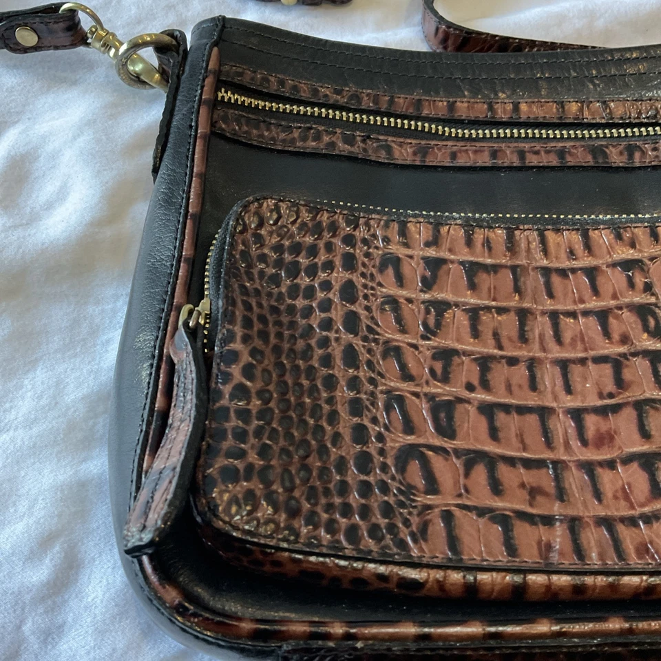 Bolso Bandolera Brahmin Cleo Cocoa Melbourne Cuero Cocodrilo Repujado H45151 Foto 3 de 4