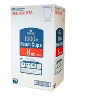 WinCup 8-Oz.Foam Cups, Styrofoam Cups Disposable 1000 ct. White