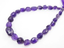 Natural Amethyst Faceted Oval Nugget Beads Tumble 13" Strand 20x15mm Purple Gem