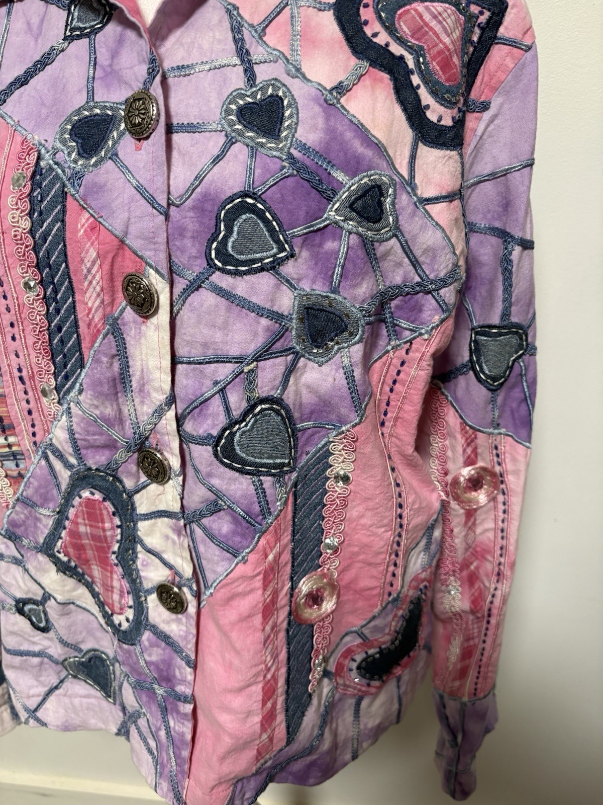 VTG Boho Carrie Allen Patchwork Patchwork Jacket … - image 8