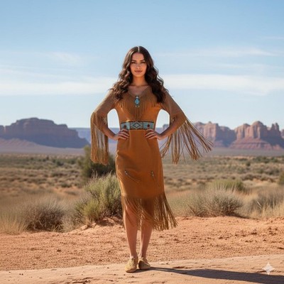 Fringe Suede Leather Wedding Dress Western Beaded Powwow Maxi Cowgirl | eBay