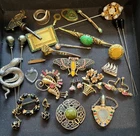 Vintage Antique Art Deco jewelry. Some gold filled sterling silver many signed