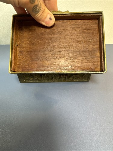 ATQ Asian Metal Brass Jewelry Trinket Box Dragon Relief 5x3” China - Picture 9 of 17