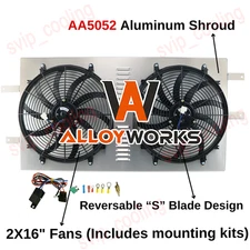 Aluminum Shroud+Electric Fan Kits For 1994-2002 Dodge Ram 2500 3500 5.9L Diesel.