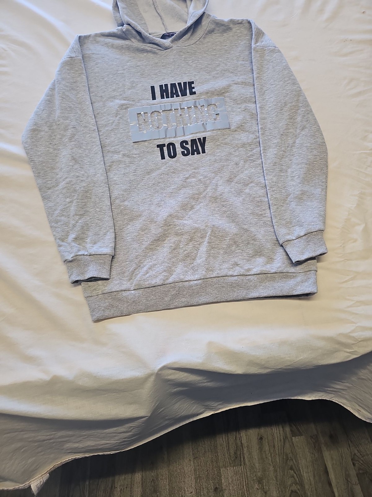 Candy Couture Grey Graphic Hoodie - 'I Have Nothing To Say' 16 Y886 image 3