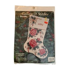 Bucilla Christmas Roses 16 Inch Stocking Cross Stitch Kit Holiday New 33335