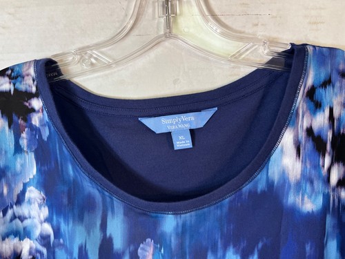 Top Simply Vera Vera Wang XL blu stampa acquerello con etichette - Foto 2 di 7