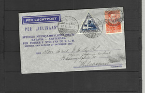 NETHERLANDS  INDIES COVER 1933 AIR BATAVIA PER PELICAN FIRST FLIGHT F #931