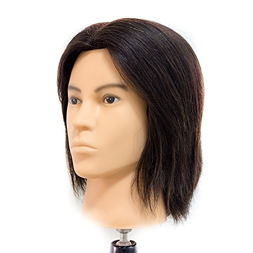 Male Mannequin Head Hair Styling Training head with 100% Human Hair 8inch #1B - Picture 5 of 8