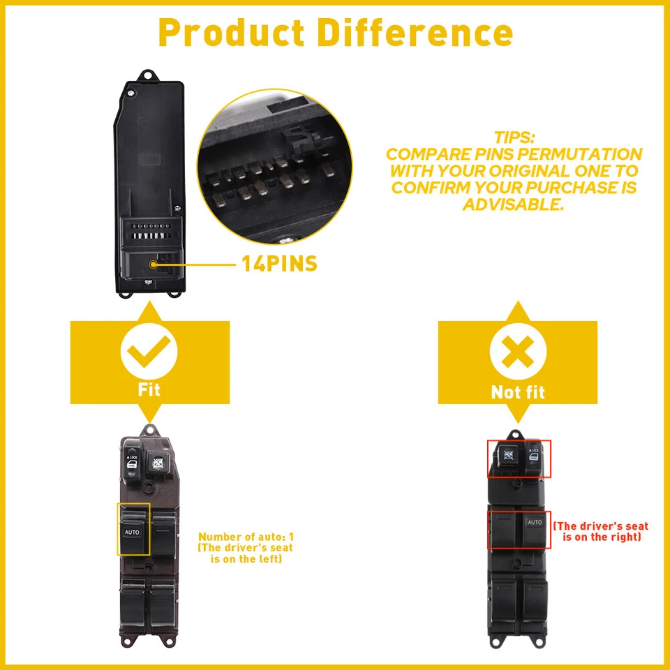 Interruptor de ventana de control eléctrico automático delantero del conductor adecuado para Pontiac Vibe 2003-08 88970397 Foto 4 de 4