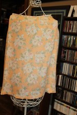 Ralph Lauren Peach Floral Silk Skirt Ladies sz 12 Petite B95