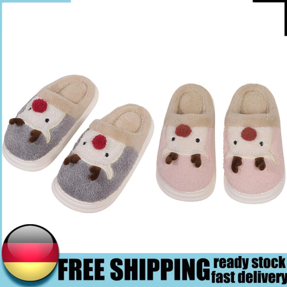 APL Christmas Elk Plush Slippers Furry Reindeer Slipper Comfortable Soft for Winter
