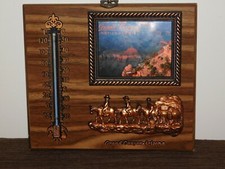 VINTAGE 8 3/4" X 7 3/4" GRAND CANYON MULE TRAIN TEMPERATURE GAUGE WALL PLAQUE