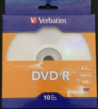 Verbatim 97957 DVD-R 4.7GB 16X 10pk NEW use 4 storing photos music presentations