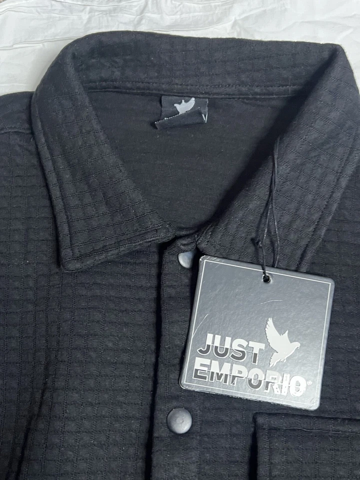 Conjunto Camisa Hombre Armani Just Emporio Negra Con Botones Talla L Foto 3 de 4