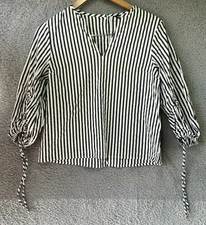 Express Women's 3/4 Tie Sleeve Striped V-Neck Shirt Size Small