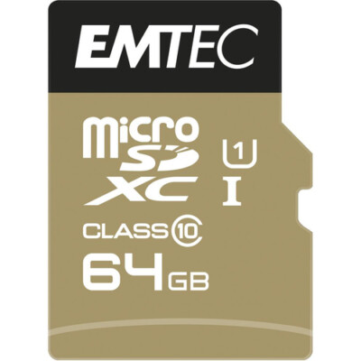 EMTEC ECMSDM64GXC10GP 64GB MicroSD Gold Plus Memory Card