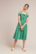 NEW ANTHROPOLOGIE x ADELYN RAE CULEBRA OPEN SHOULDER SHIRTDRESS DRESS SZ L LARGE