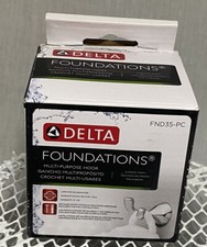 Delta Foundations Collection Double Robe Hook, Polished Chrome FND35-PC NEW