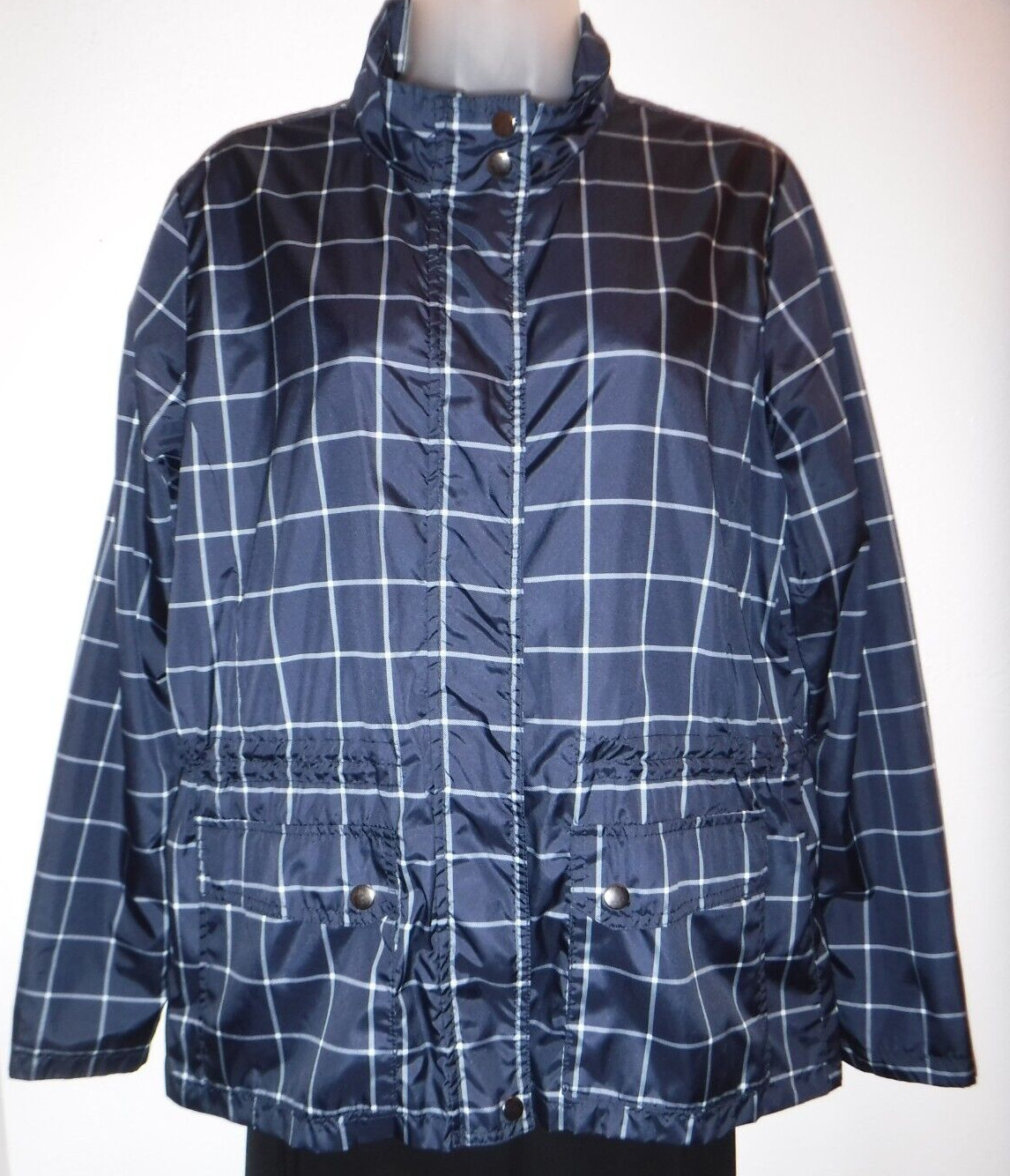 Basic Editions S/C charcoal plaid lightweight ful… - image 1