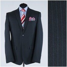 Mens Striped Blazer 42R UK Size PIAZAITALIANMAN Dark Grey Sport Coat Jacket