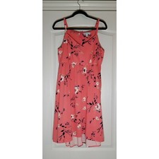 Boutique + Orange/Coral Floral Plus Size 1X Dress with Adjustable Straps NWOT 